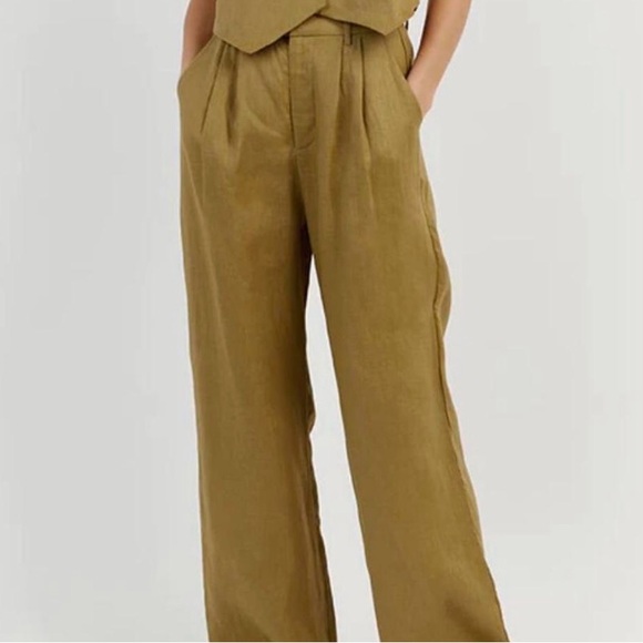 DISSH Norah Olive Linen Pant Size 4 - Picture 7 of 15